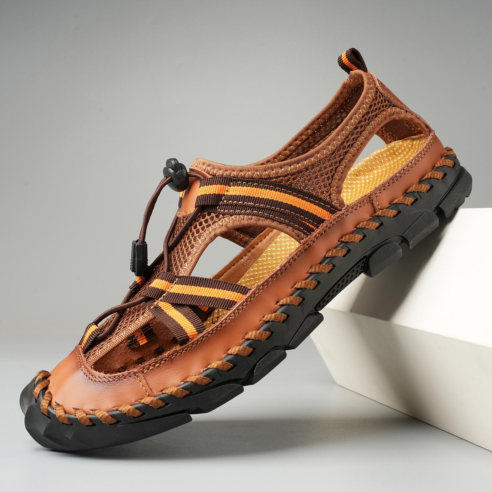 

2024 Лето Новые Мужские Дышащие Сандалии Сетчатые Легкие Пляжные Сандалии Рыбацкая Обувь Для Мужчин Уличная Обувь Ручной Работы Обувь 38-46 38