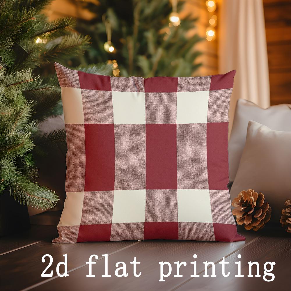 Home Decor Christmas Checkered Pattern Pillow Covers Pattern Cushion Cover Suitable for Sofa Bedroom Car Pillow Cover
