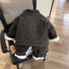 Children's Two Piece Set 2-18Y Boys Girls Winter Plush Set Warm Thick High Collar Coat and Pants Cotton Jacket