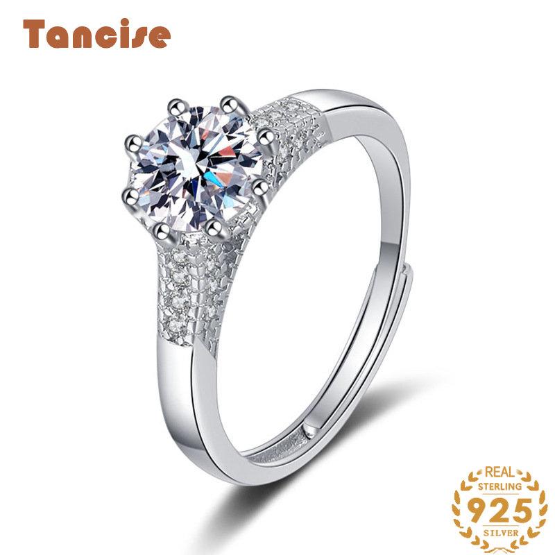 Tancise klassischer Moissanit-Silberring für Damen, Schmuck, Hochzeitsversprechen, Party-Geschenk_voghion.com