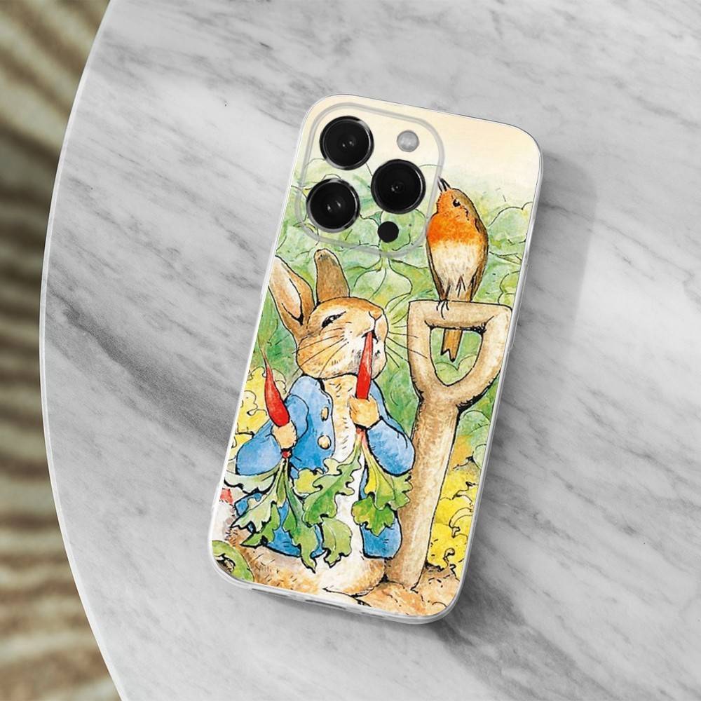 Cute Role P-Peter R-Rabbit Phone Case For iPhone 16,15,14,13,12,11 Pro,Max,Plus,X,XS,XR,SE,Mini Transparent Soft Cover