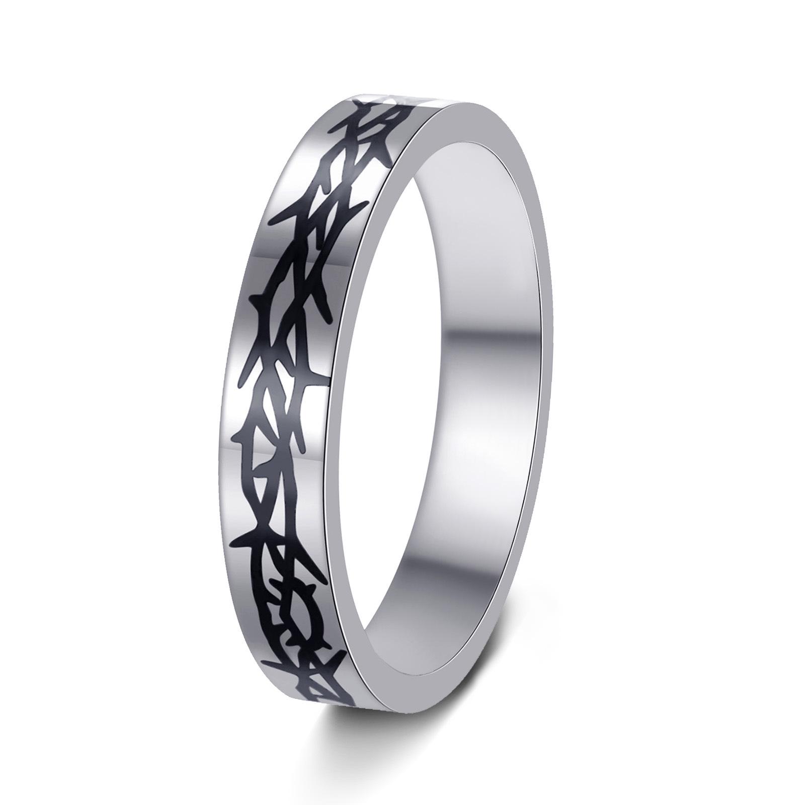 European Rose Vine Pattern Stainless Steel Couple Ring Set Size 10