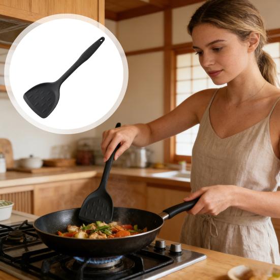 Silicone Spatula High Heat Resistant Cooking Spatula with Anti-Slip Handle for Non-Stick Pans Kitchen Utensils for Egg Pancake Fish Burger