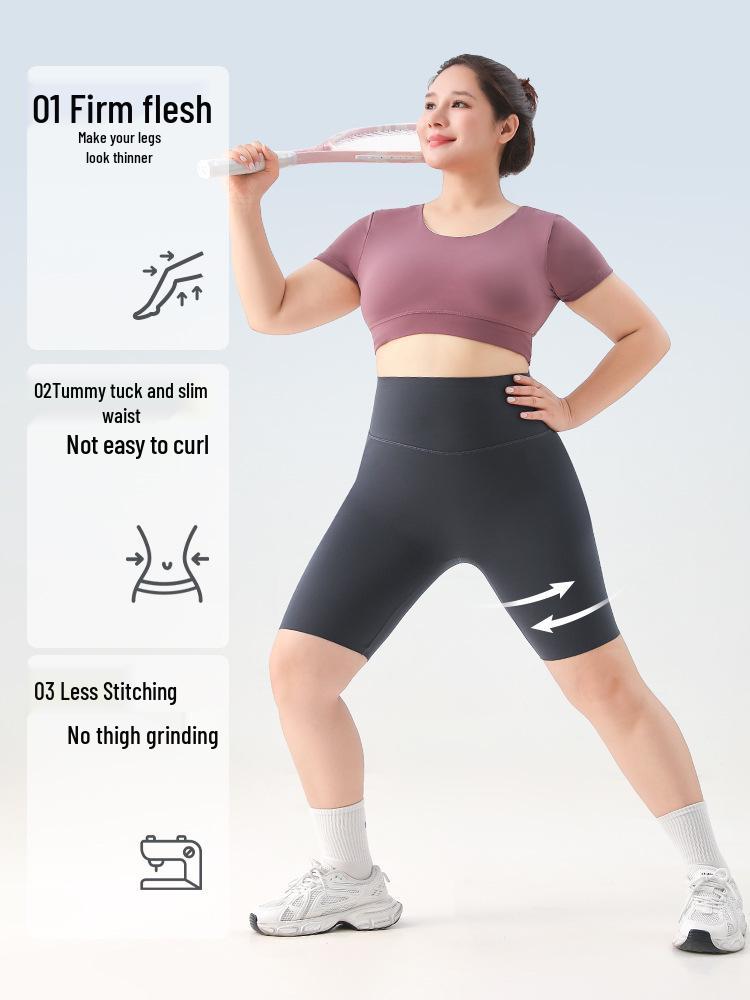 Women's Plus Size Shark Pants - Summer Fitness Cycling Yoga Shorts, Non-Dropping Crotch, 200 Jin, Fat MM.