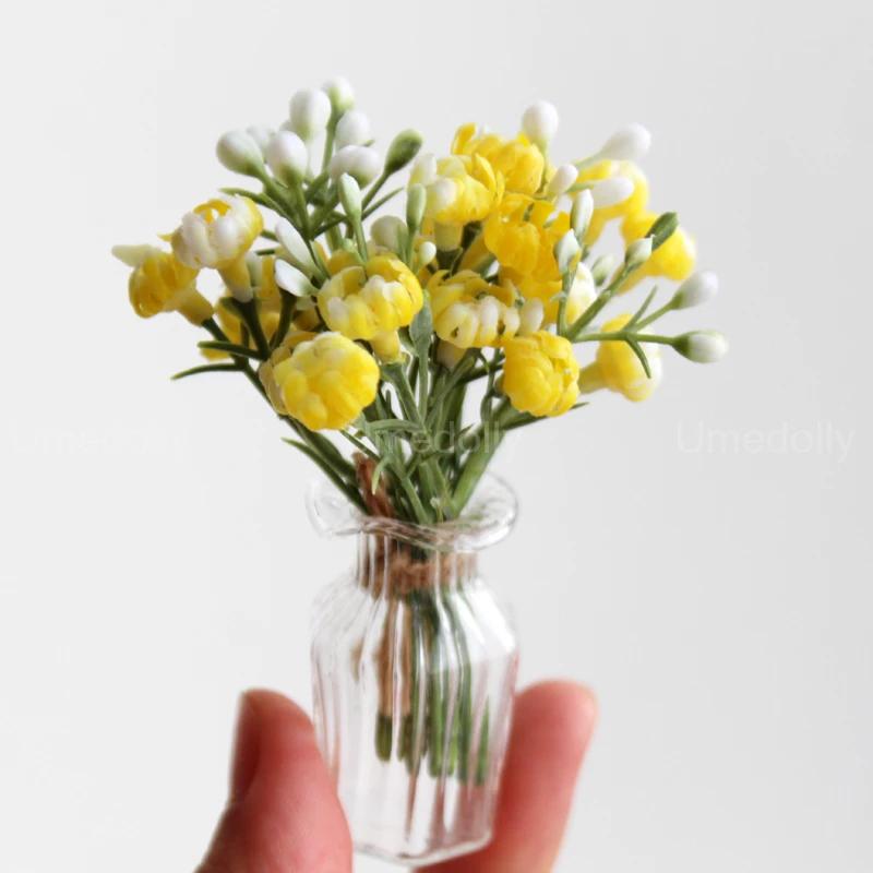 1/6 Scale Mini House Decoration Miniature Dollhouse Glass Flower Vase for BJD Blyth Doll Accessories Toy
