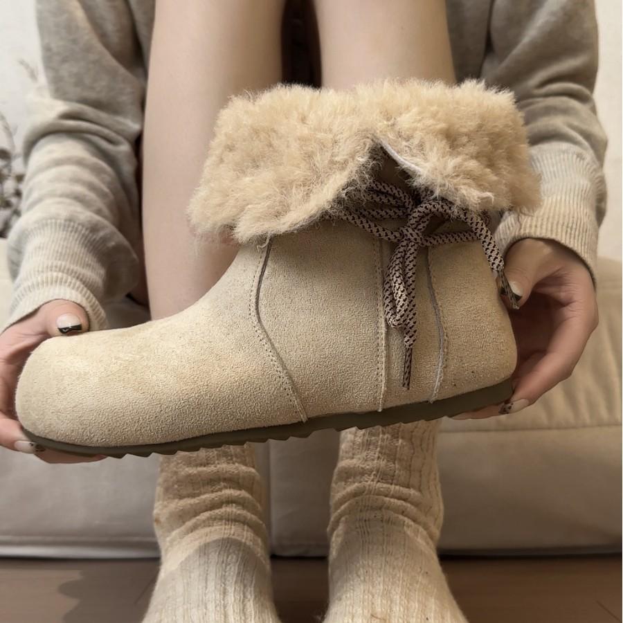 Winter New Boken Boots Women Wear Warm Thick Velvet Snow Boots Big Head Women's Boots