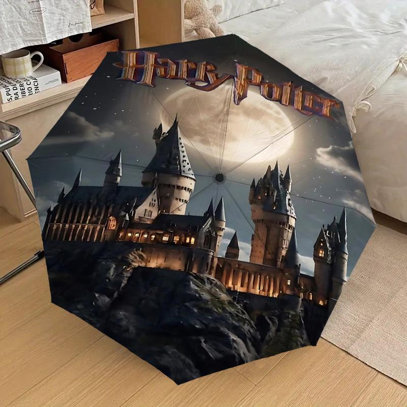1PC Harry Potter Hogwarts Umbrella-8-Rib Reinforced, Automatic Open, Lightweight & Durable, Cute Fashion Accessory for Outdoor, D2654