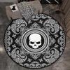 Skull paisley pattern round rug crystal velvet floor mat gothic black white design living room bedroom decor edgy art carpet