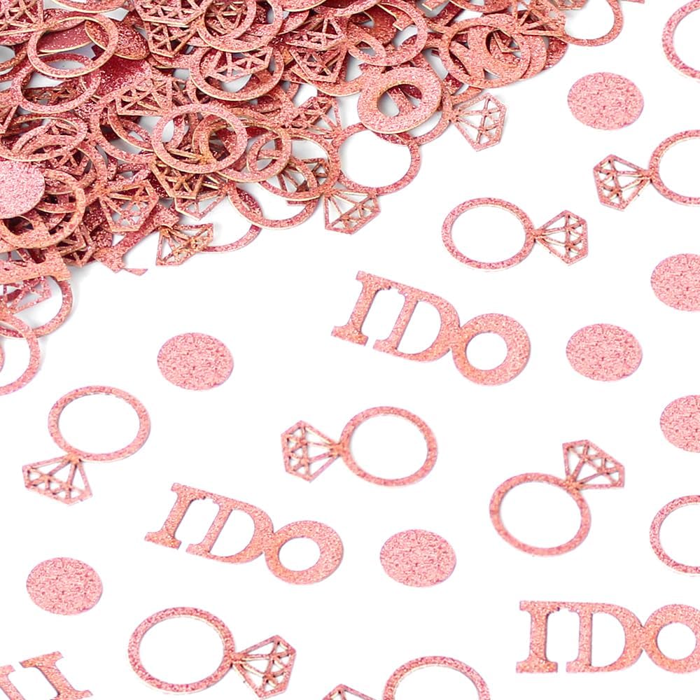 Rose Gold Bridal Shower Confetti for Tables Ring I Do Wedding Confetti for Engagement Valentine’s Day Bachelorette Party Decorations