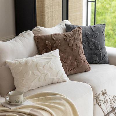 Einfarbiger 3D-Jacquard-Plüsch-Sofakissenbezug für das Wohnzimmer