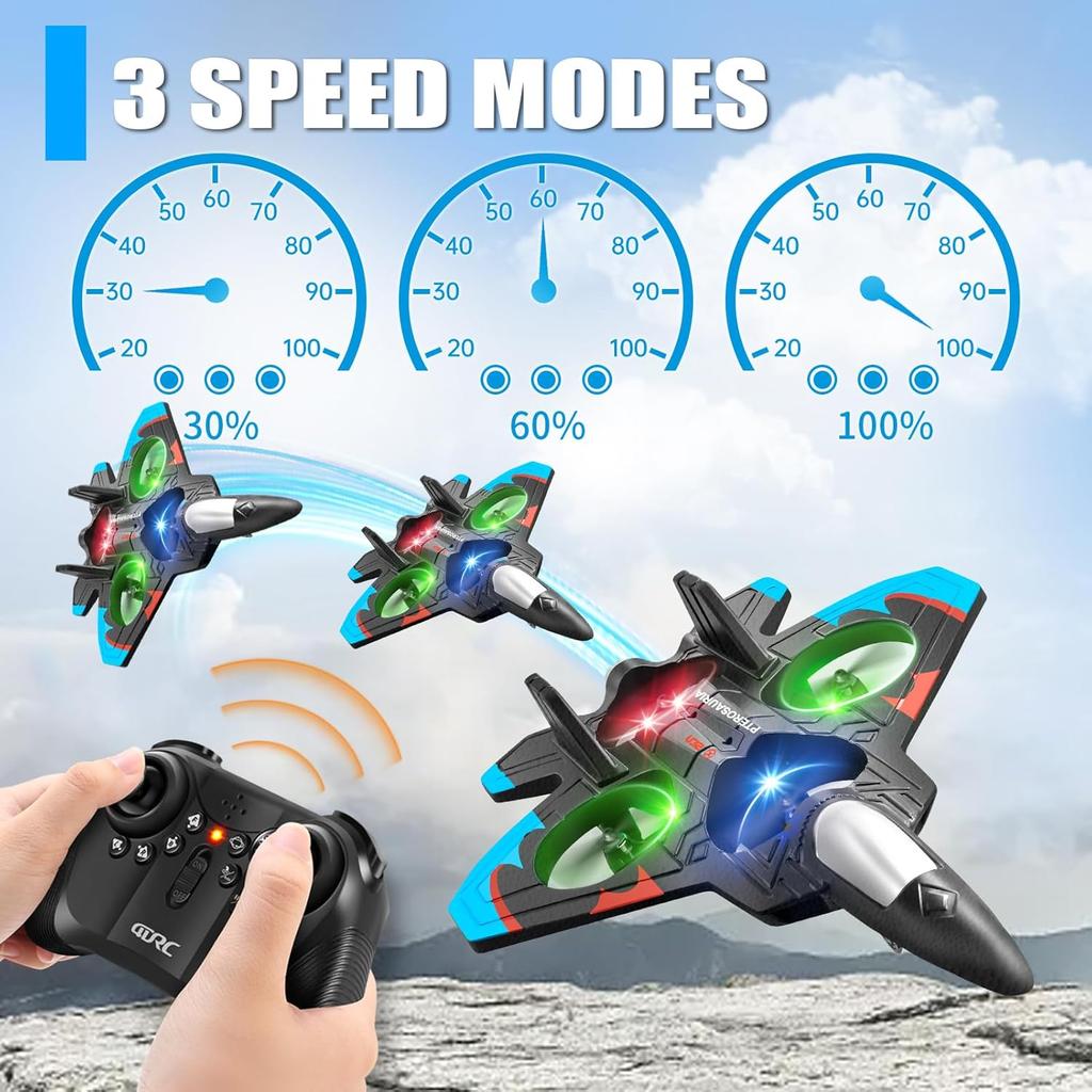 4DRC V32 Foam Remote Control Airplanes RC Planes for Kids Adults,RC Airplane Fighter Jet with Light, 360°Flip Fighter Jet Toys,Stunt Roll,Toy Gifts