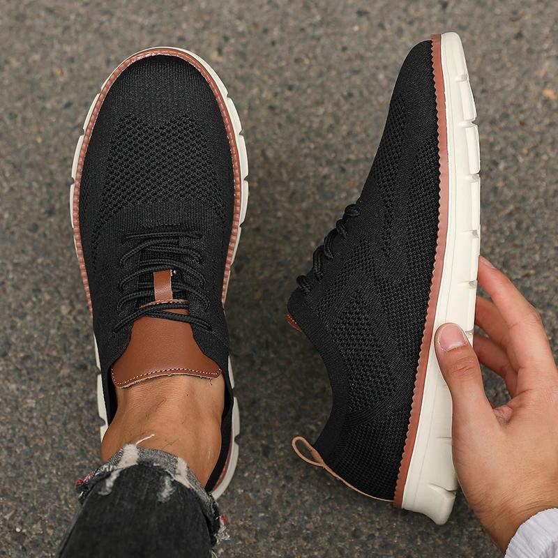 Pánské ležérní sportovní boty Pletená síťovina Prodyšné Trendy vzhled Ploché boty Venkovní Univerzální Street ležérní Protiskluzové boty