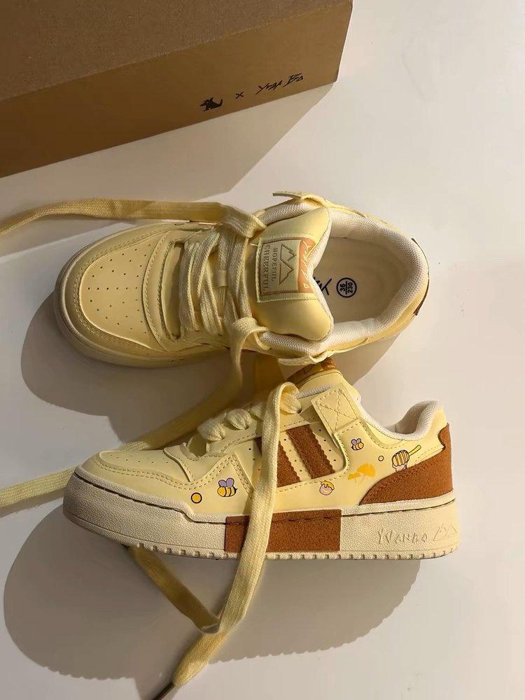 Нишевые ин желтые кеды осенние новые шик спортивные и повседневные платформа хлебные туфли 35 жёлтый
