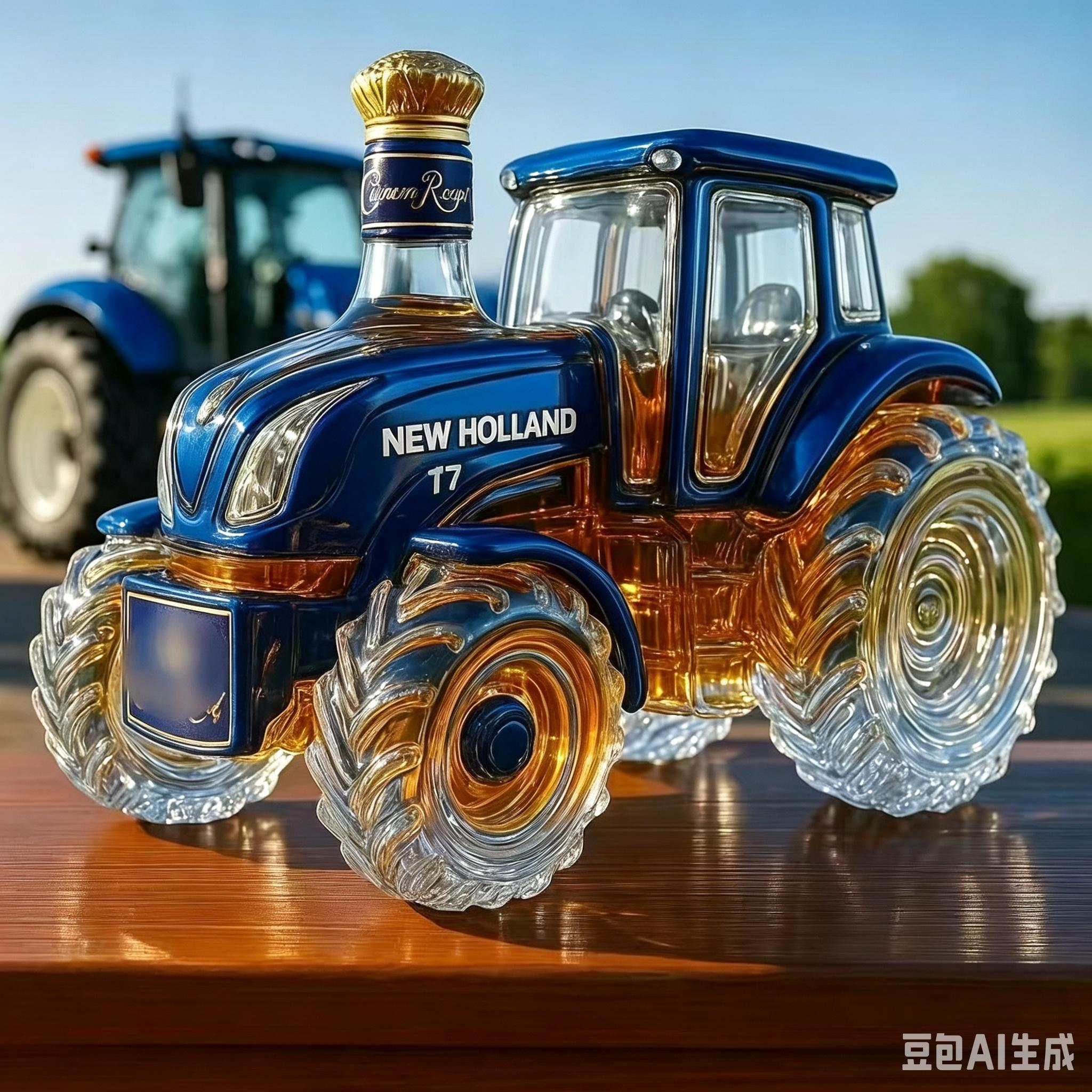 Retro traktora formas stikla vīna pudele