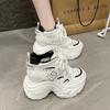 Fashion 10CM Chunky Leather Sneakers Summer Lace-up Casual Vulcanized Shoes Woman High Platform Breathable Hollow Mesh Sport Dad Shoes