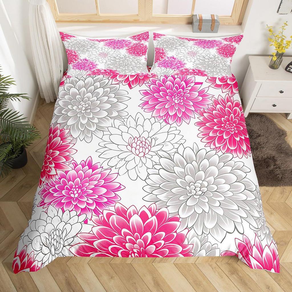 Black and White Floral Down Comforter Set Bedding Set 3-piece Coverlet Set