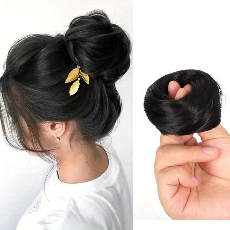 Snadno nositelná syntetická paruka na vyčesaný účes Vlasy Elegantní rovný drdol Vlasy s gumičkou Tepelně odolné vlákno Vlasové příčesky