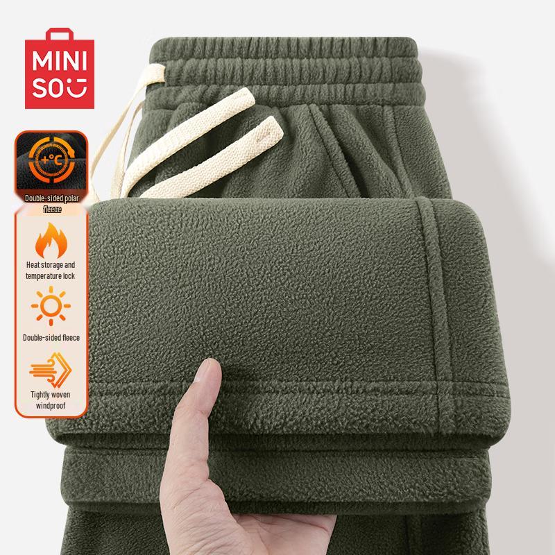 

MINISO Men s Fleece-Lined Straight-Leg Casual Pants 3XL