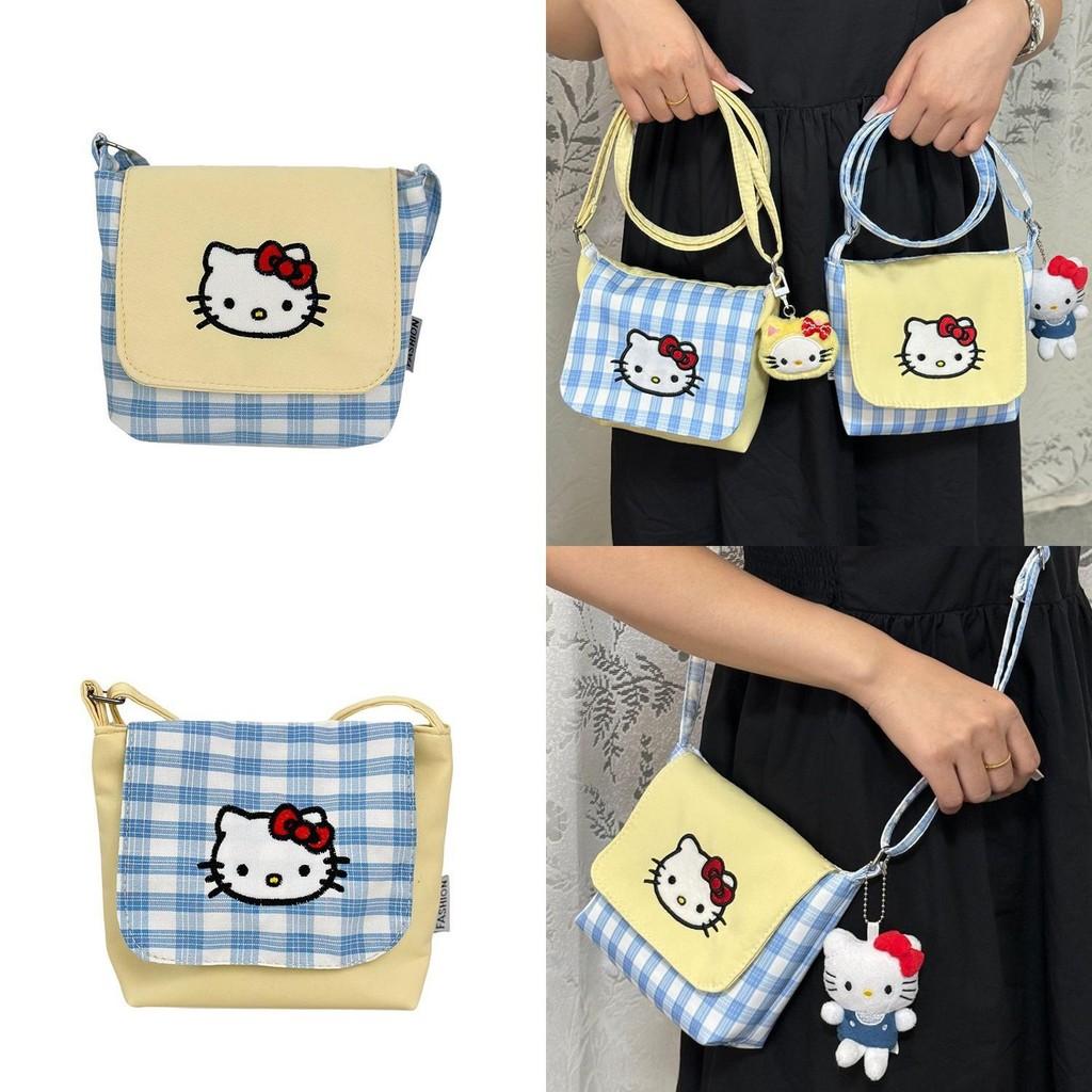 Cute Kitty Cat Small Shoulder Bag With Colorblock Nylon For Daily Use