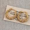 Personalized Twisted Retro Rhinestone Metal Hoop Earrings - Unique French High-End Style