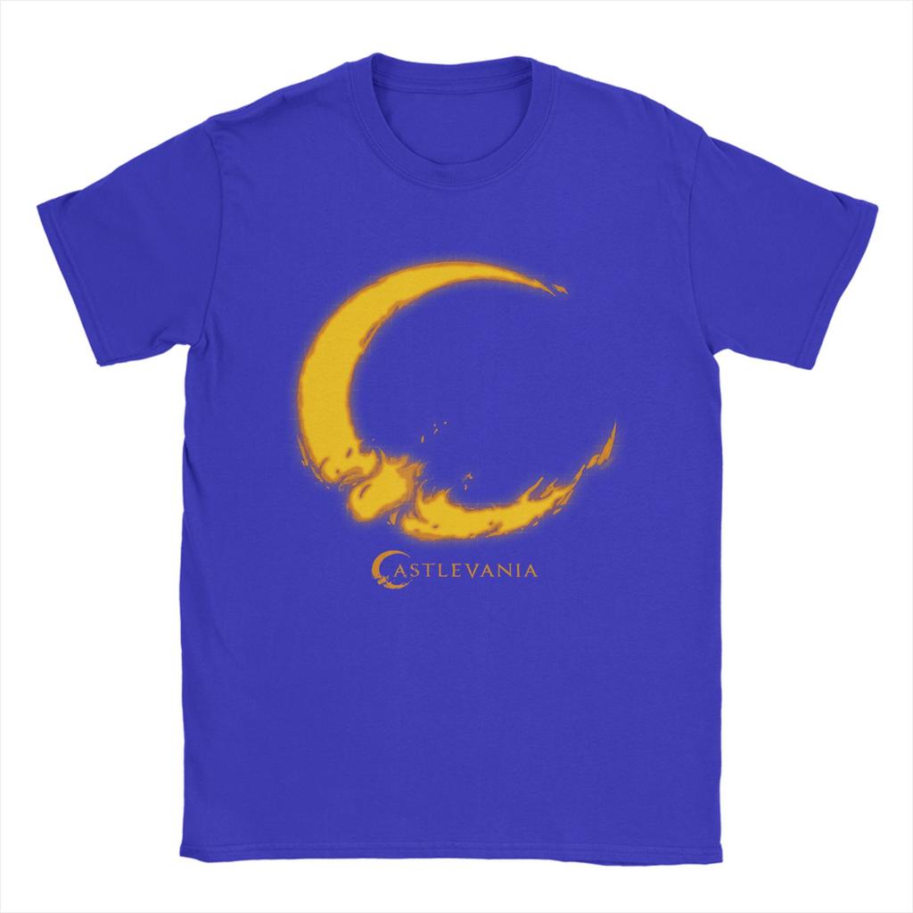 Castlevania Crescent Moon Fire Logo Hipster T Shirts  Pure Cotton Tee Shirt for Man Y2K Classic Loose Short Sleeve Clothing