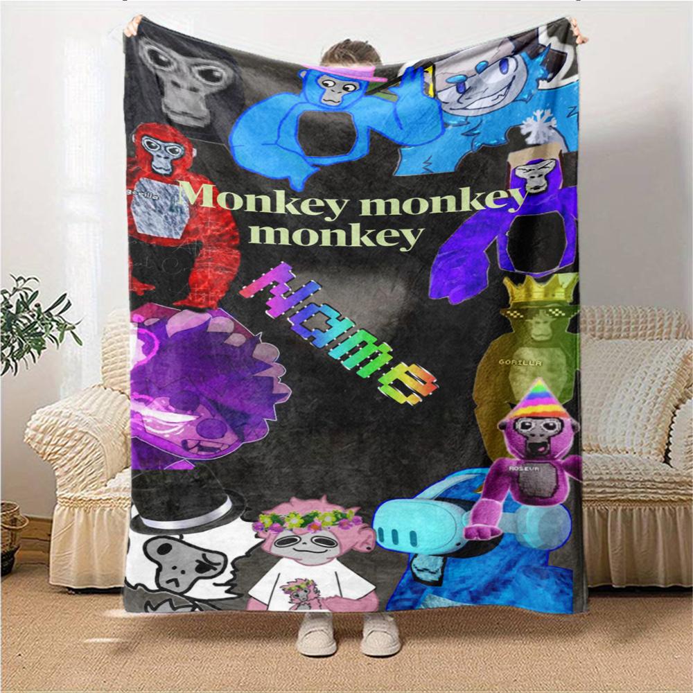 Custom Name Monkey Name Collage Party Blanket For Couch Bed Plush Cozy Fuzzy Blanket Super Soft Warm Blankets For Fall And Winter 091697