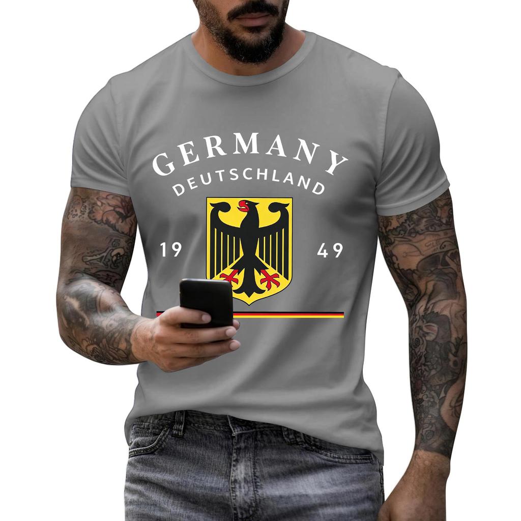 Men's Short Sleeve Crew Neck T-Shirt Germany Deutschland Graphic Print Casual Fit Cotton Blend Soft Fabric
