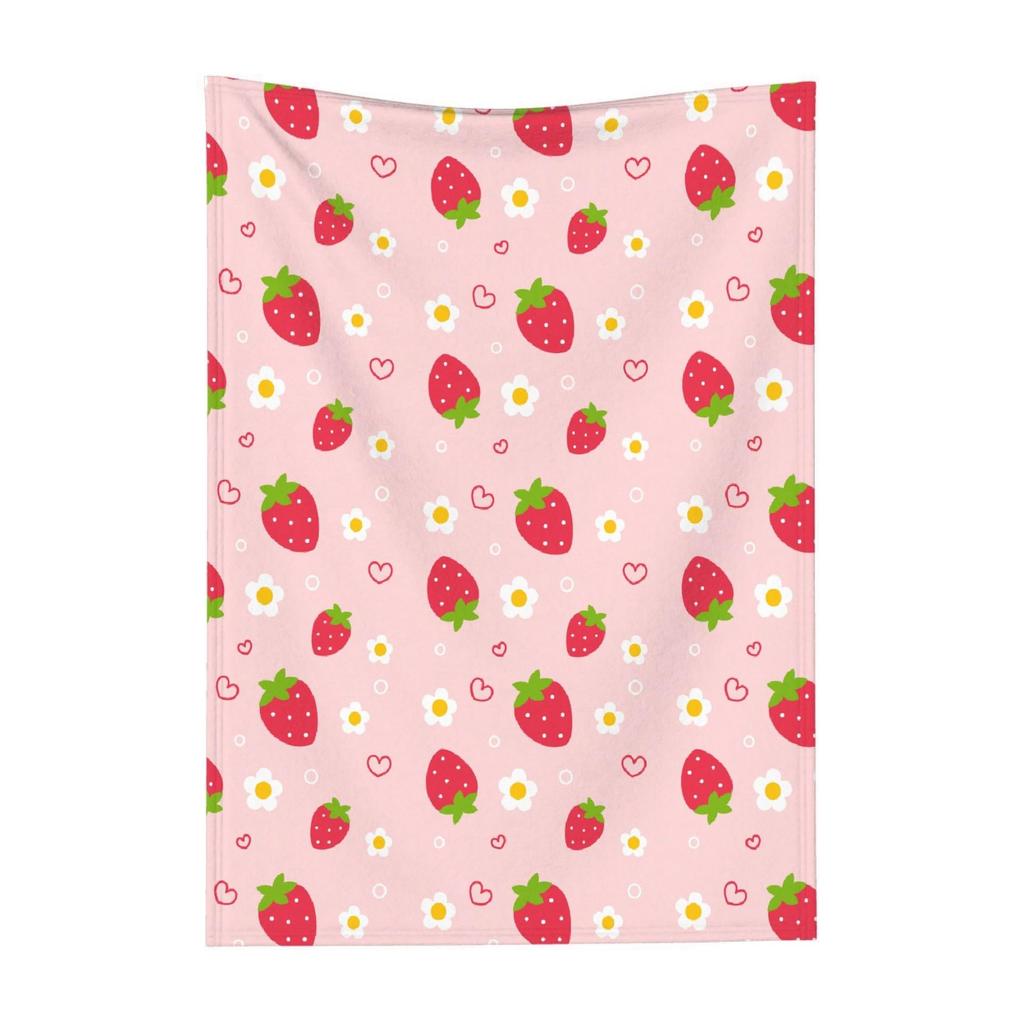 Strawberry Pattern Collection digital-printed polyester Bedroom velvet flannel cover blanket Fleece sofa cover blankets for beds