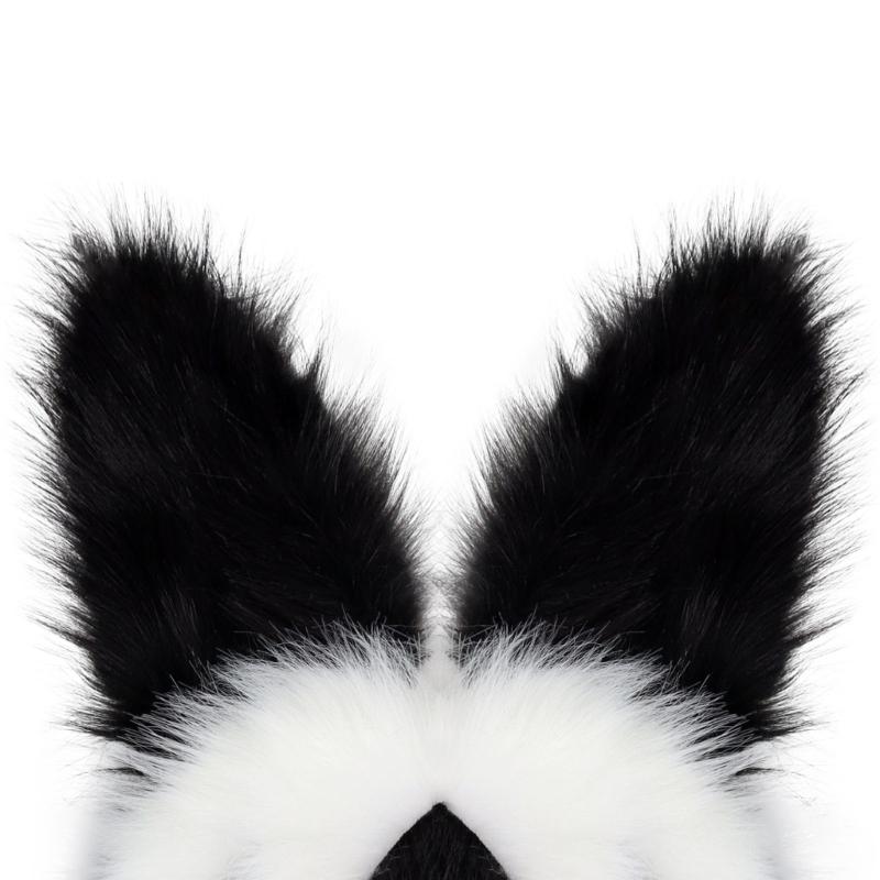 Futrzana Głowa Zwierzęcia Królik Fursuit Maska Wycięta Halloweenowa Bal Maskowy Cosplay Kostium Akcesoria Nakrycie Głowy Królika dla Dzieci Dorosłych