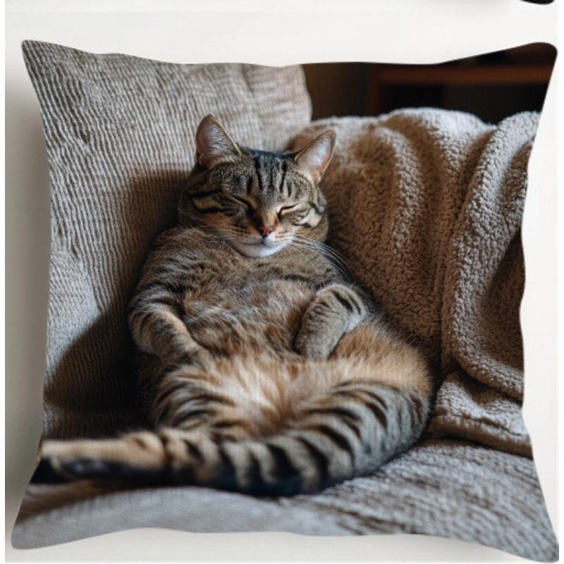 1/4Pcs Sofa Tabby Cat Skin-Friendly Pillowcases Romantic, Colorful Fascinating-Themed Pillow Cover Square Cushion Case 45X45Cm