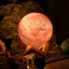 3D Moon Lamp with USB Charging, Remote Control, and Painted Planet Design - Creative Starry Sky Night Light Table Lamp.