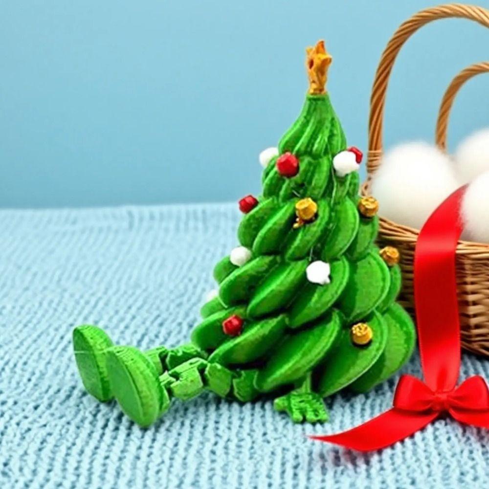 Green 3D Printed Christmas Tree Colorful Christmas Tree Model Articulated Tabletop Decor  Office
