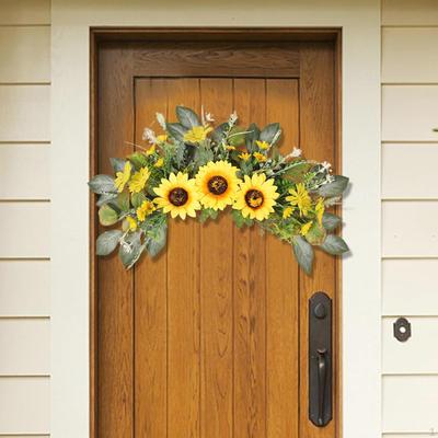 Hochzeitsbogen Blumen Frühlingskranz Sonnenblume Hängeornament Künstliche Blumengirlande für Zuhause