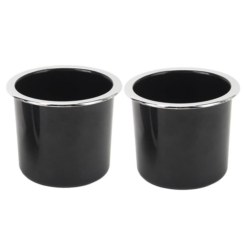 2 Pcs Black Cup Holder with Silver-plated Edges Can Holder Easy Installation RV Cup Holder Yacht