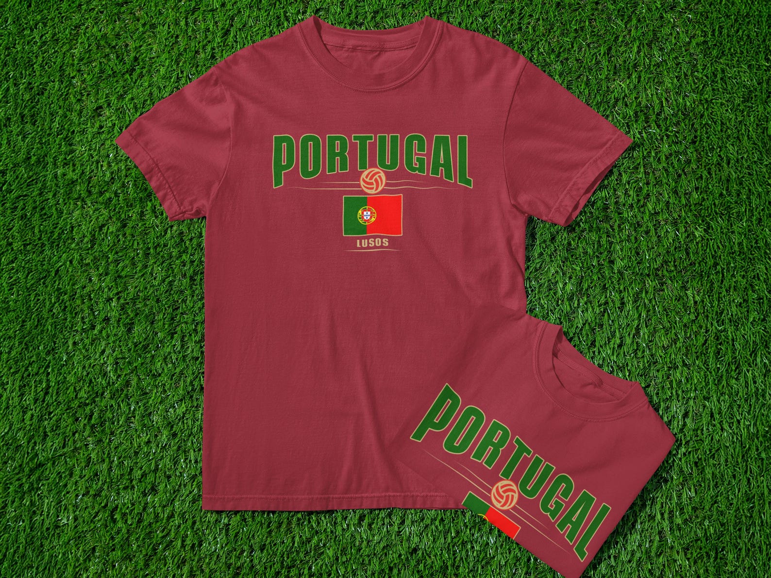 Portugal Soccer Shirt - Lusos | Portugal National Team Tee with Flag & Ball | Portuguese Football Gift 4XL