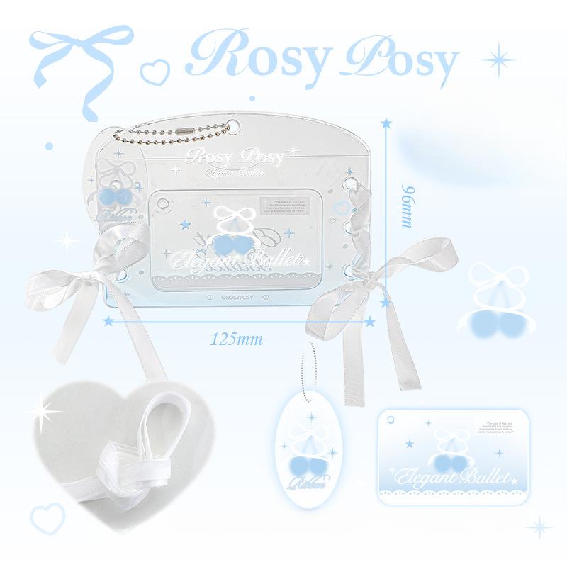 Ballet Series Transparent PVC Card Holder with Ribbon 3 Inch Kpop Photocard Frame Lovely Photocard Sleeves for Girl Bag Pendant