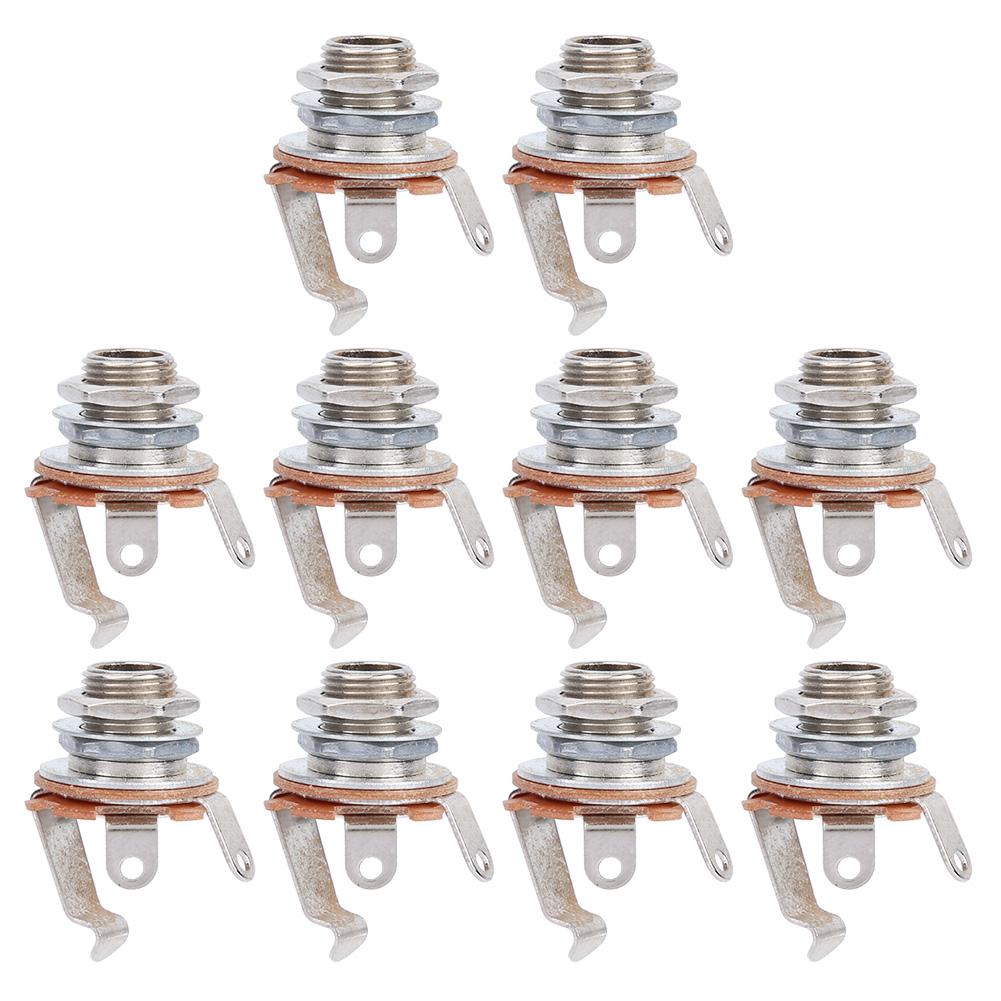 10Pcs 6.35mm Mono Input Jack Socket for Electric Guitars Basses Musical Instrument Accessories