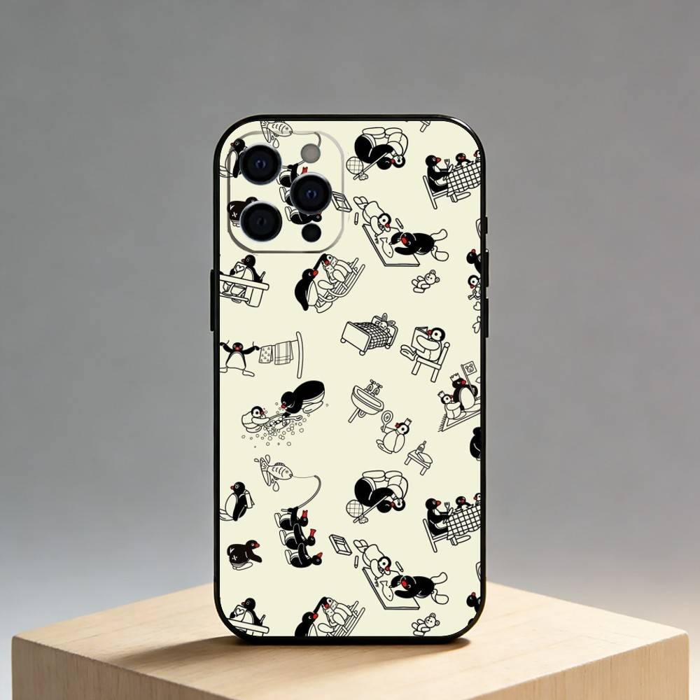 P-Pingu Penguin Funny Cut Phone Case For iPhone17,16,15,14,13,12 Plus,Max Soft Silicone Black Cover