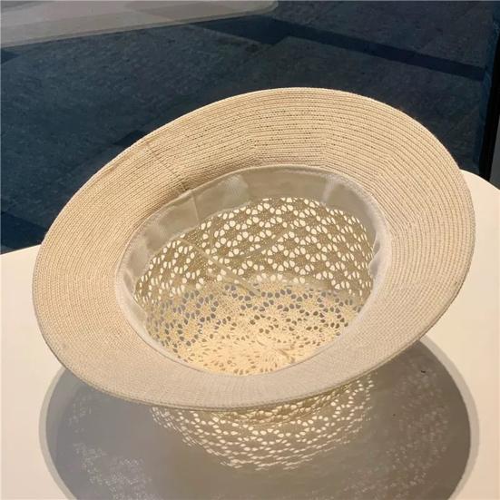 Women's Sun Hat Handmade Straw Woven Bucket Hat with Bow Foldable Sun Protection Fishing Hat for Outdoor Travel Beach