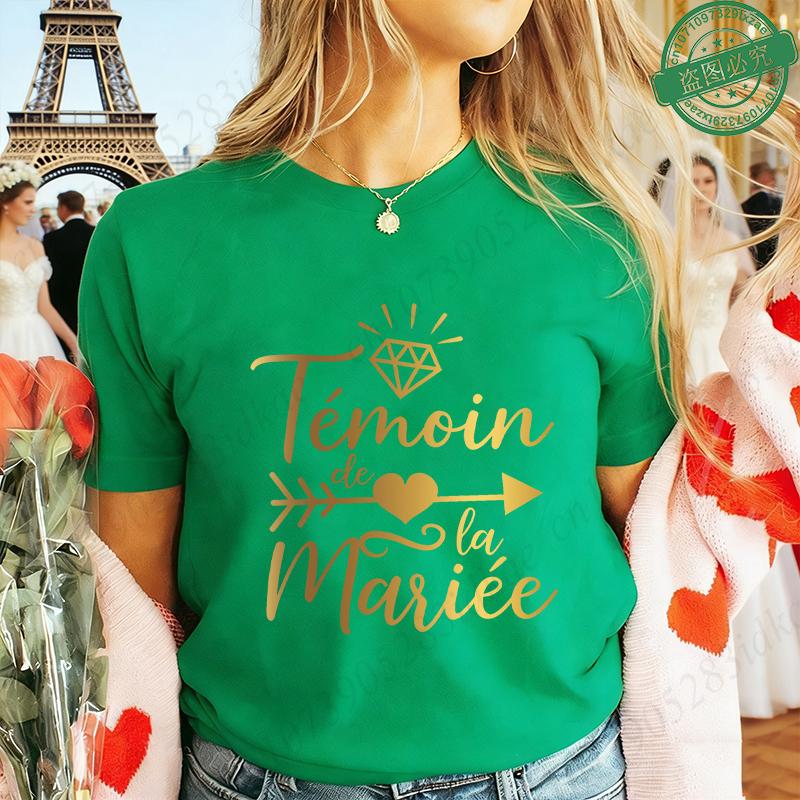 French Bachelorette EVJF Party T-Shirts Future Bride Team Gold Foil Print Women Clothing Short Sleeve Tees for Bridal Shower