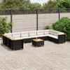 VidaXL Garden Lounge Set 11 Pcs with Cushions Black Braided Resin 3262025