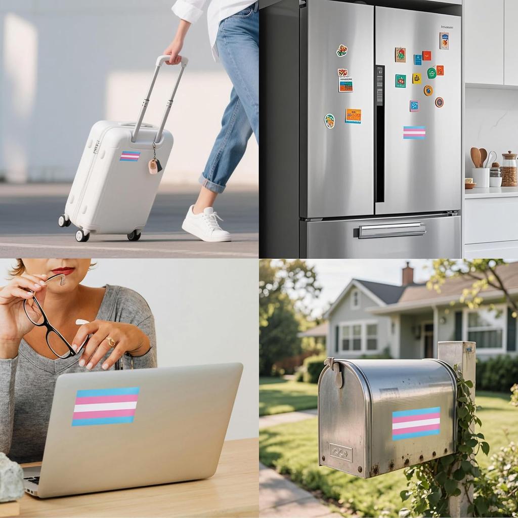 3 Pcs Transgender Rainbow Pride Flag Car Stickers, 3x5 Inches Transgender LGBTQ Flag Vinyl Decal for Outside of Car, Vehicles Car Window Bumper,