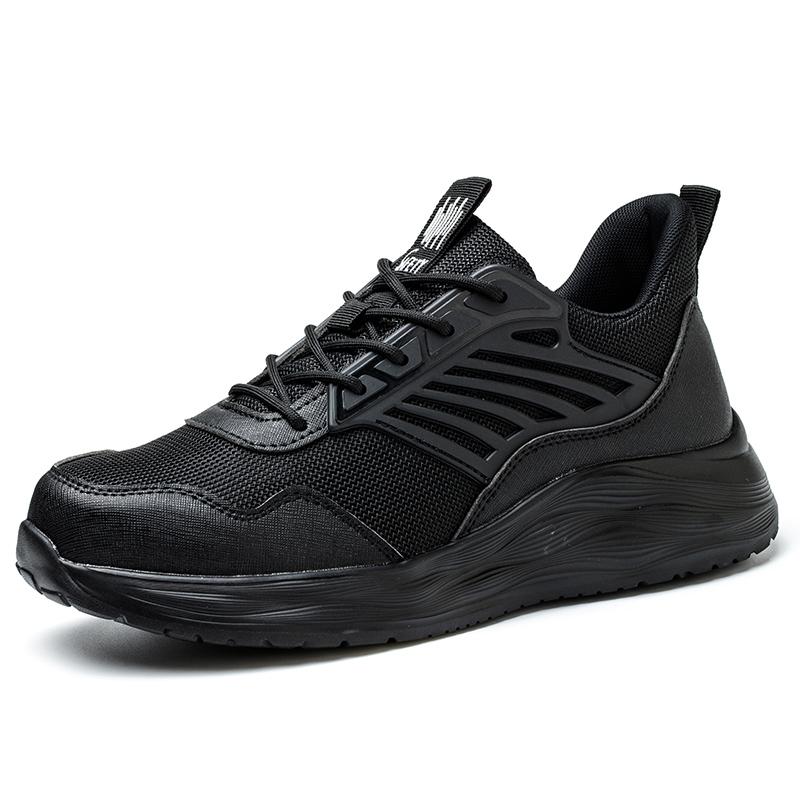 

Men s Steel Toe Safety Shoes Anti-Crush And Piercing Fashion Pure Black Work Shoes for Comfort And Protection 38