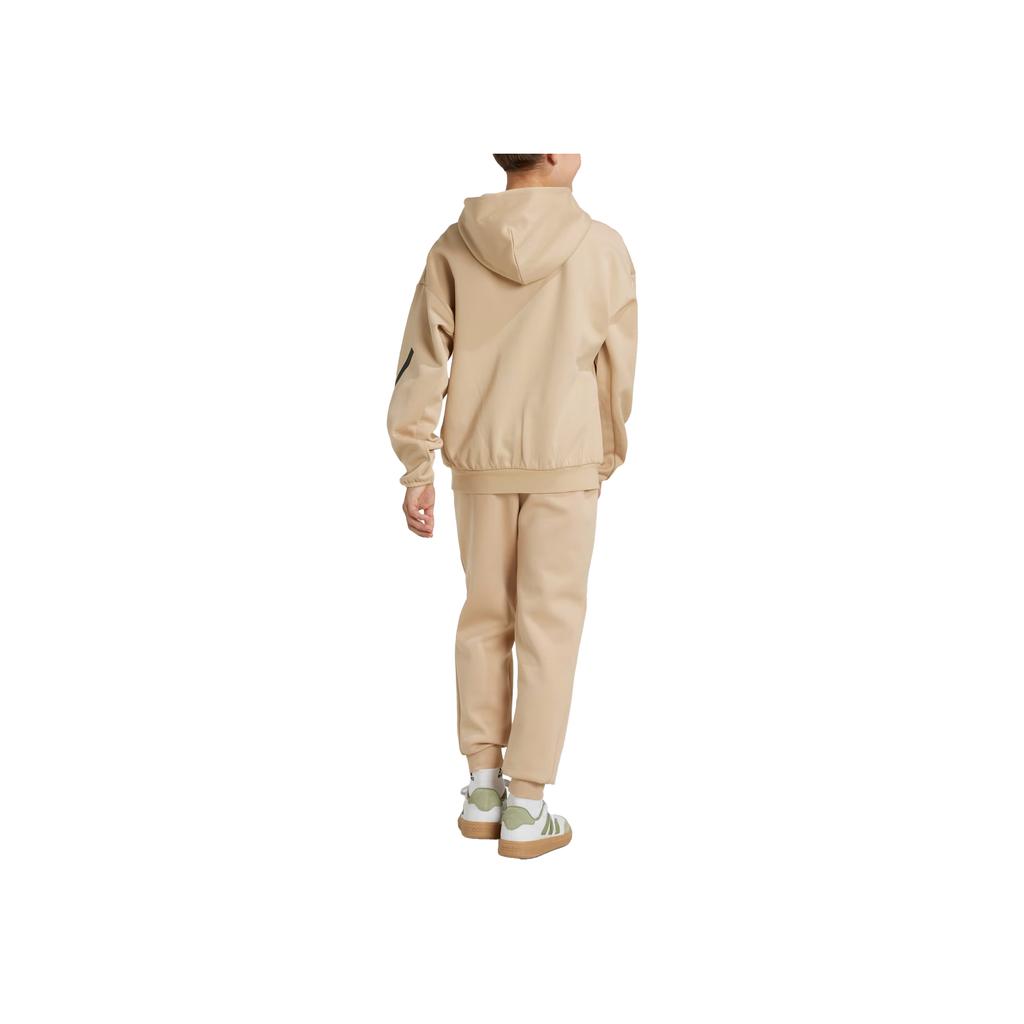 Adidas Z.N.E. Tapered-Leg Logo Print Drawstring Joggers Kids Bottoms Beige JF2492