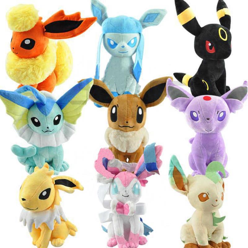 20Cm Cartoon Anime Eevee Vaporeon Flareon Espeon Umbreon Glaceon Sylveon Jolteon Sitting Posture Plush Pillow Toy Gift