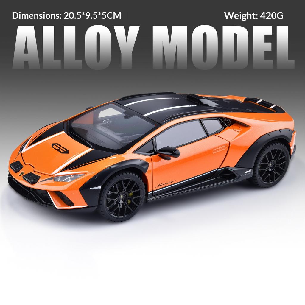 Alloy 1/24 Lamborghini Huracán Model Car Ornament Steering Shock Absorption Sports Car Model Pull Back Toy Car