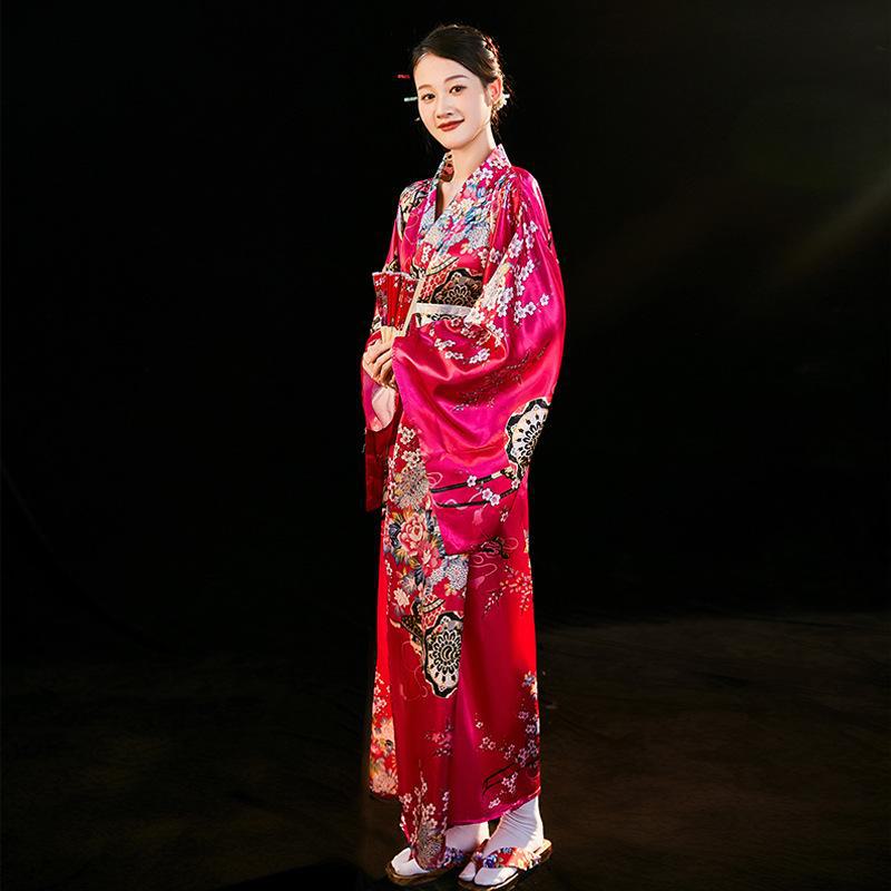 Japanese Traditional Ladies' Formal Yukata Kimono Costume for Anime Cosplay and Stage Performance Photography