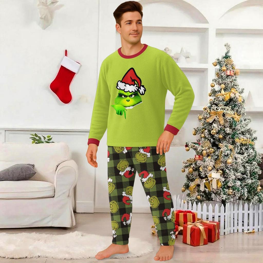 Christmas Printed Parent-child Plush Home Wear Set