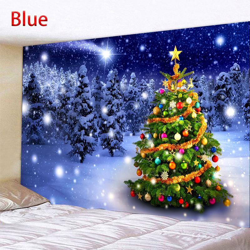 Christmas Tapestry Christmas Tree and Fireplace Warm Family Wall Hanging Backdrop Home Room Decoration Gift