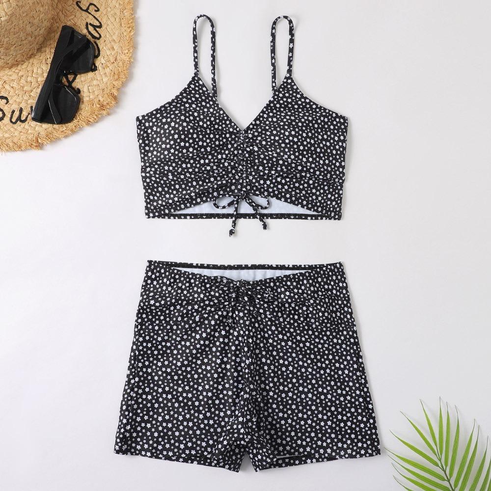 Zweiteiliger Badeanzug, mehrfarbiger Boxershorts, konservativer bedruckter Badeanzug